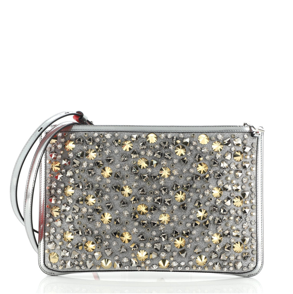Loubiclutch Spiked Glitter PVC and Leather