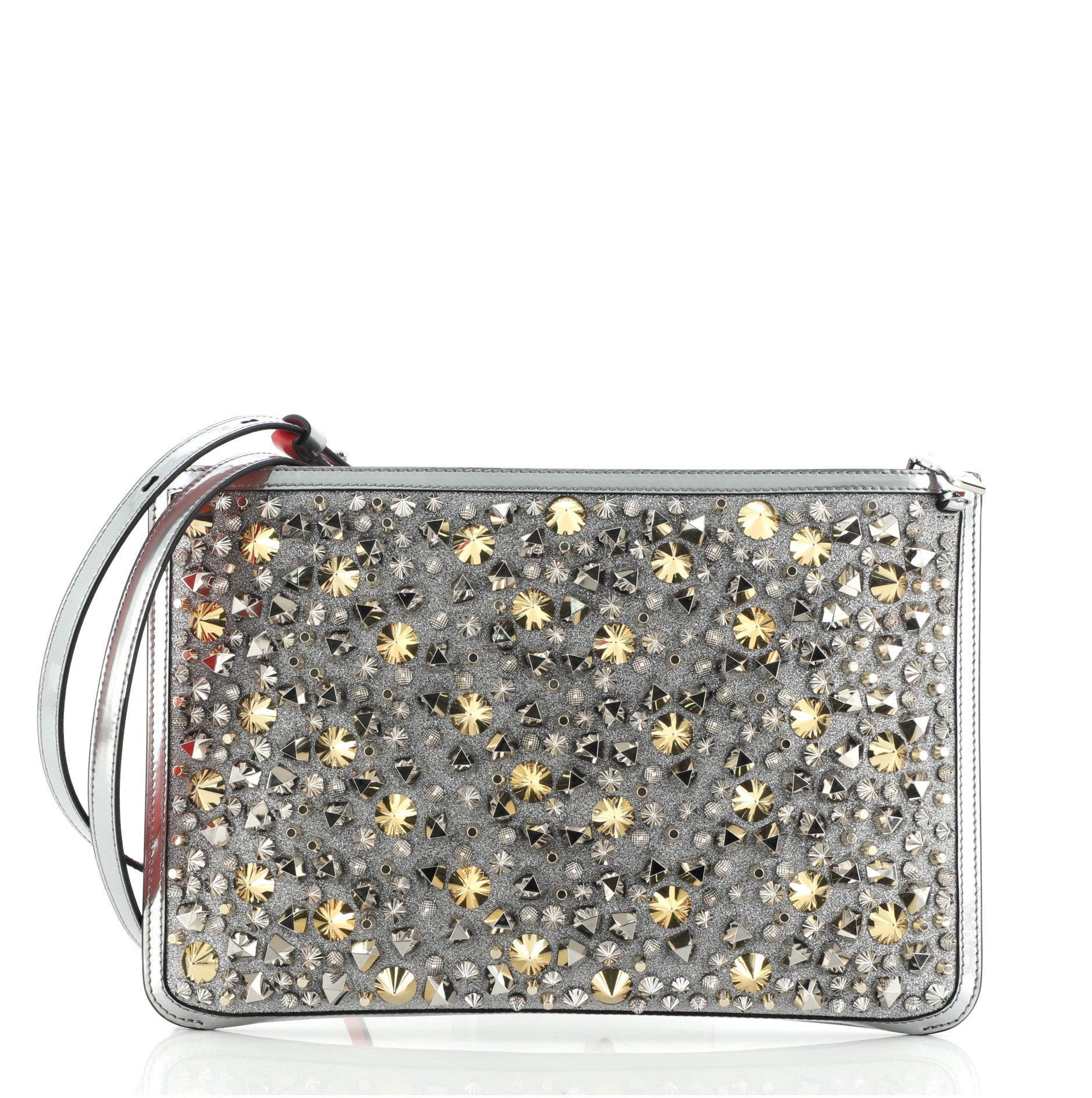 Loubiclutch Spiked Glitter PVC and Leather