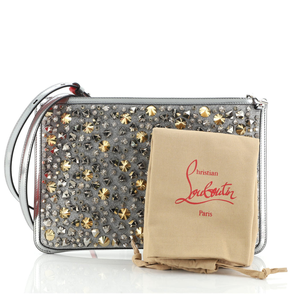 Loubiclutch Spiked Glitter PVC and Leather