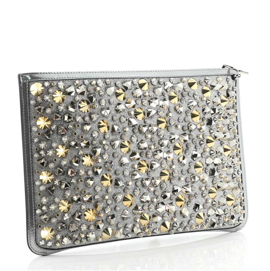 Loubiclutch Spiked Glitter PVC and Leather