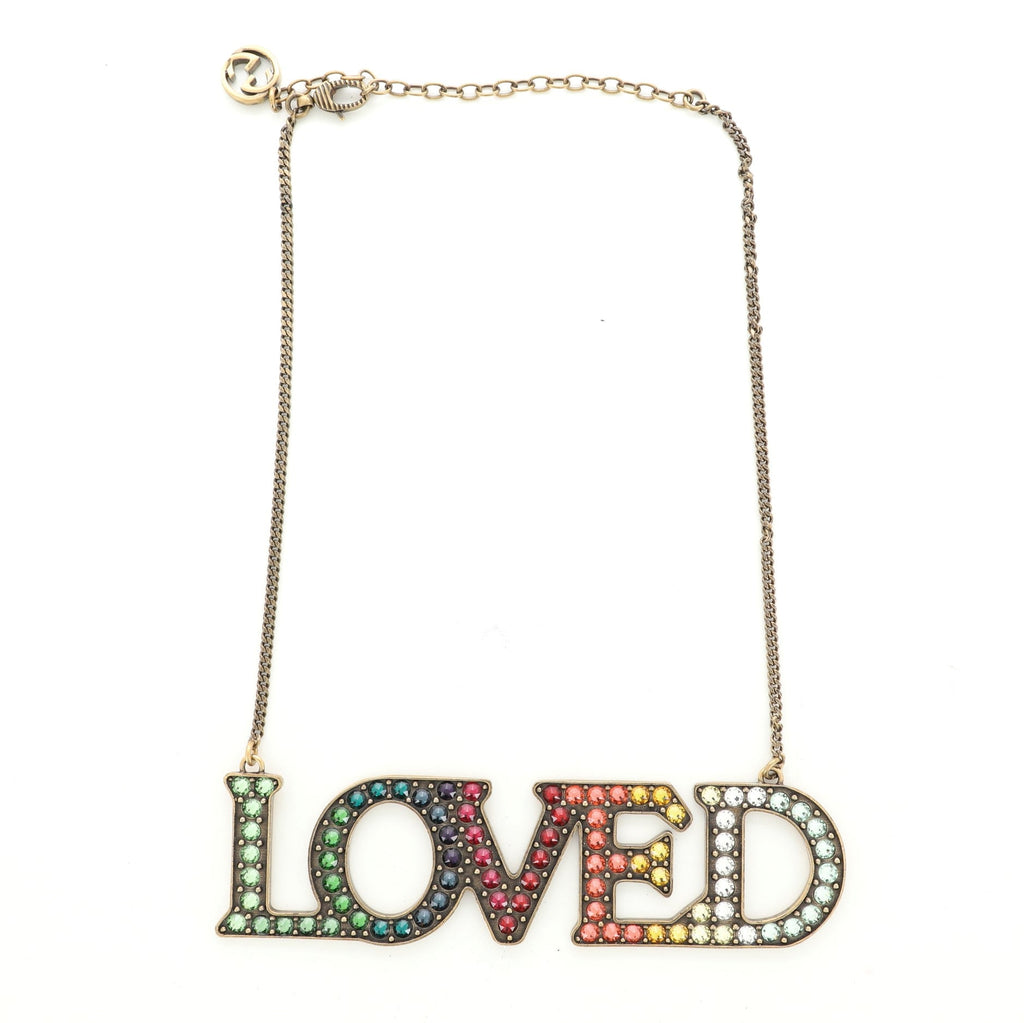 Loved Collar Necklace Crystal Embellished Metal