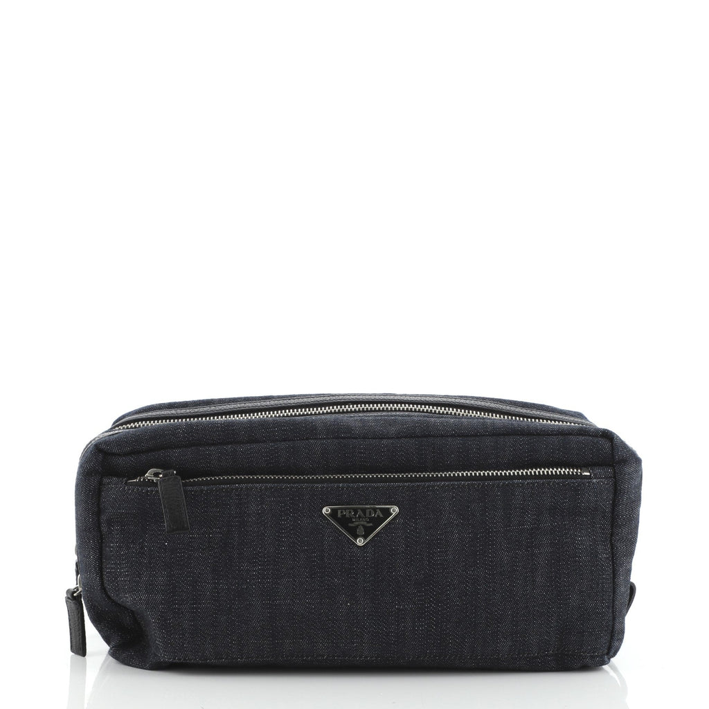 Double Zip Toiletry Pouch Denim