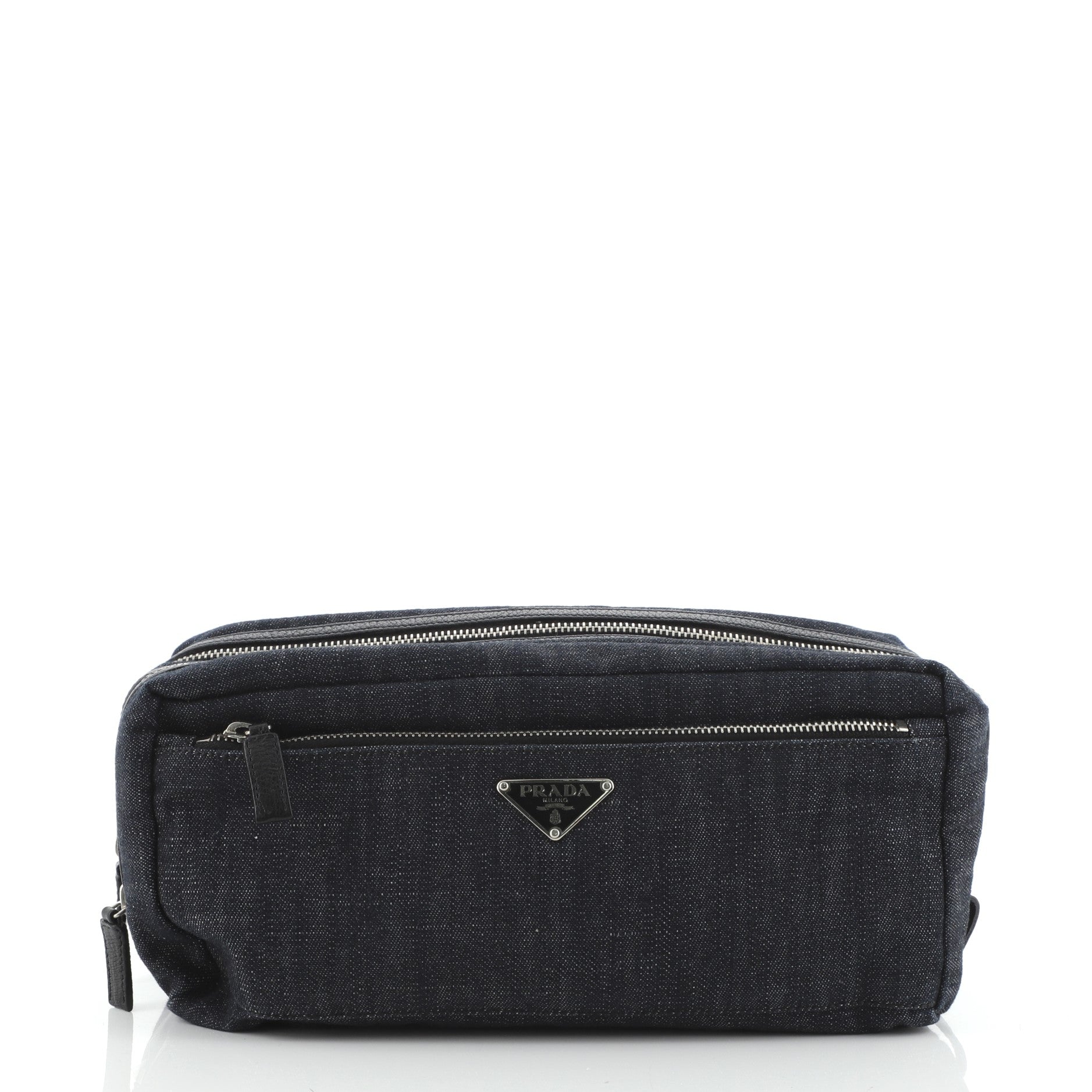 Double Zip Toiletry Pouch Denim