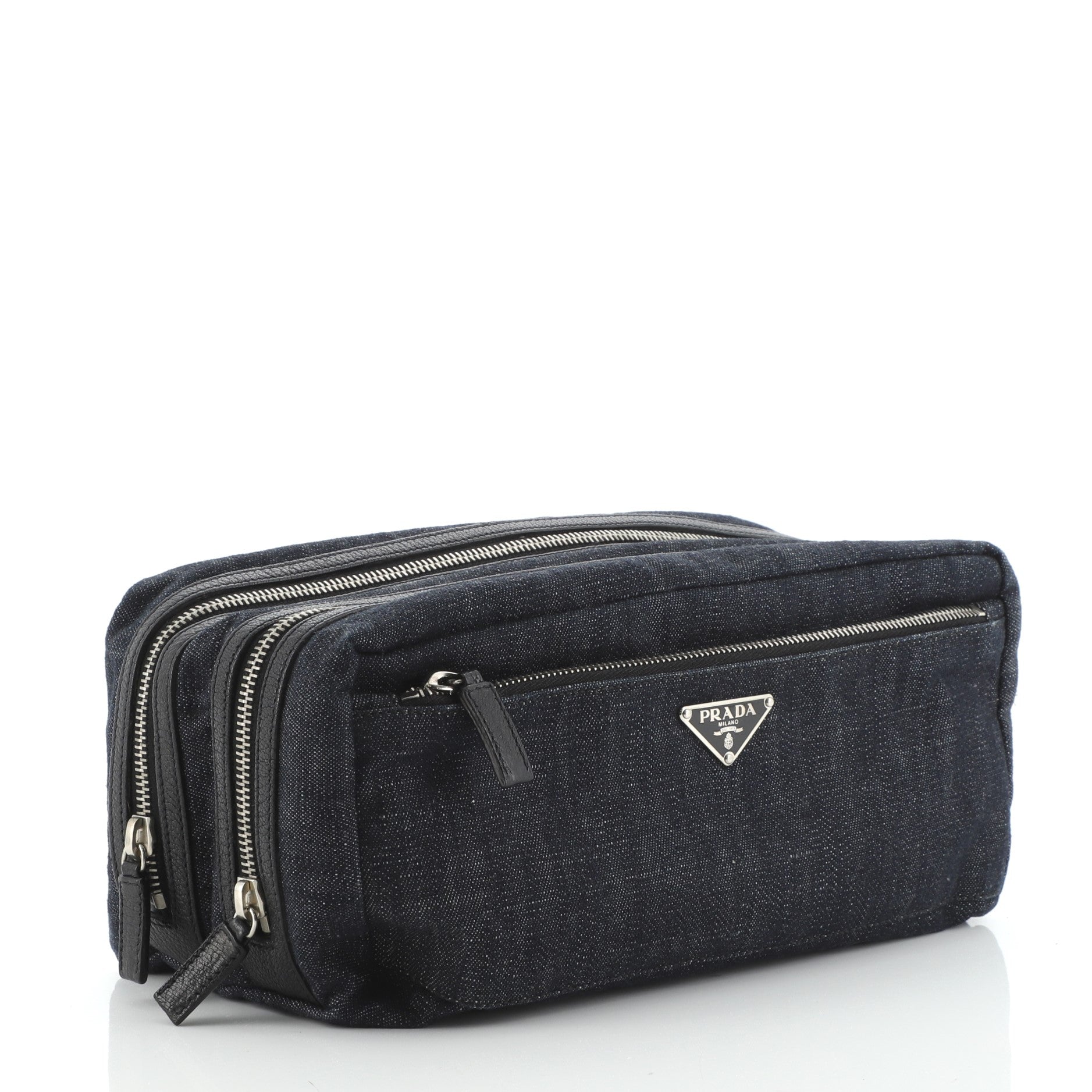 Double Zip Toiletry Pouch Denim