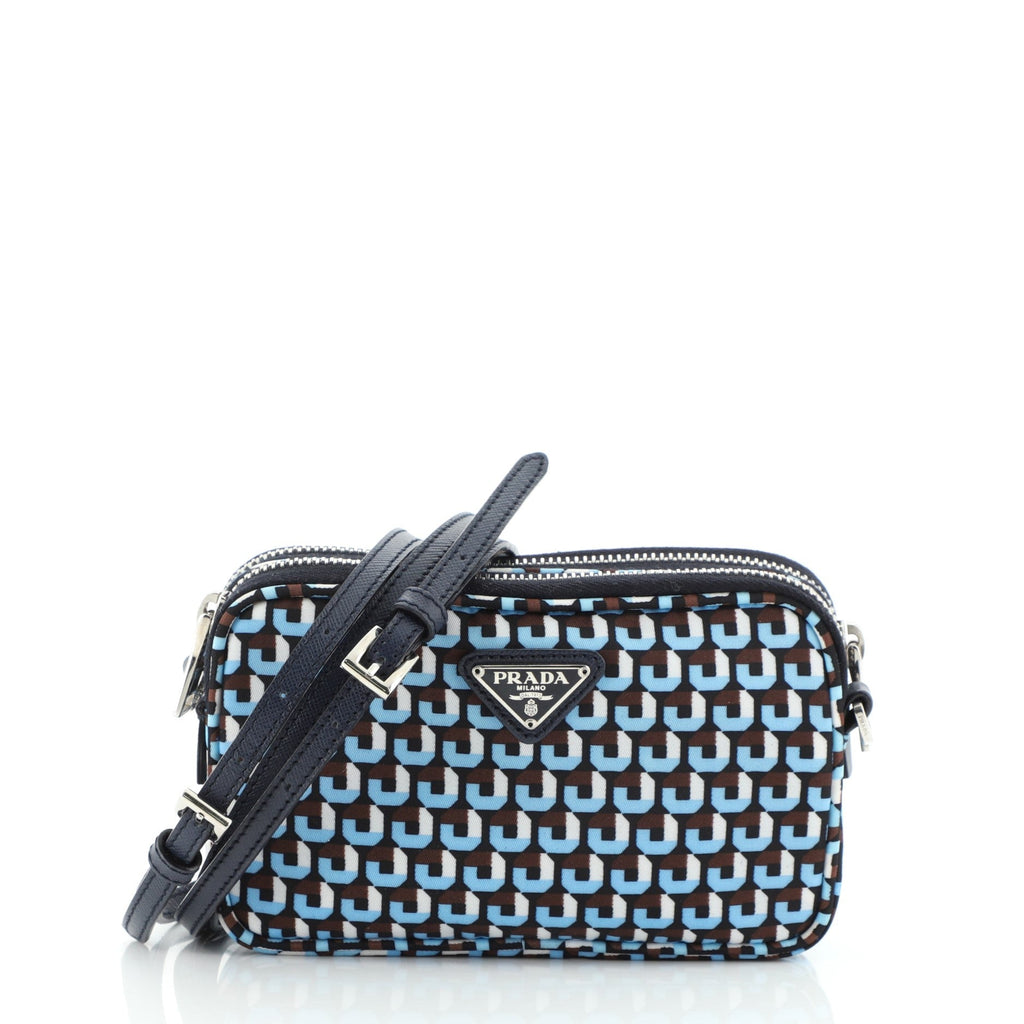 Double Zip Camera Bag Printed Tessuto Mini