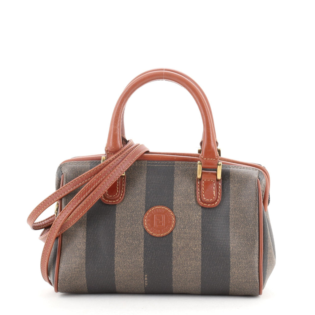 Vintage Pequin Convertible Boston Bag Coated Canvas Mini