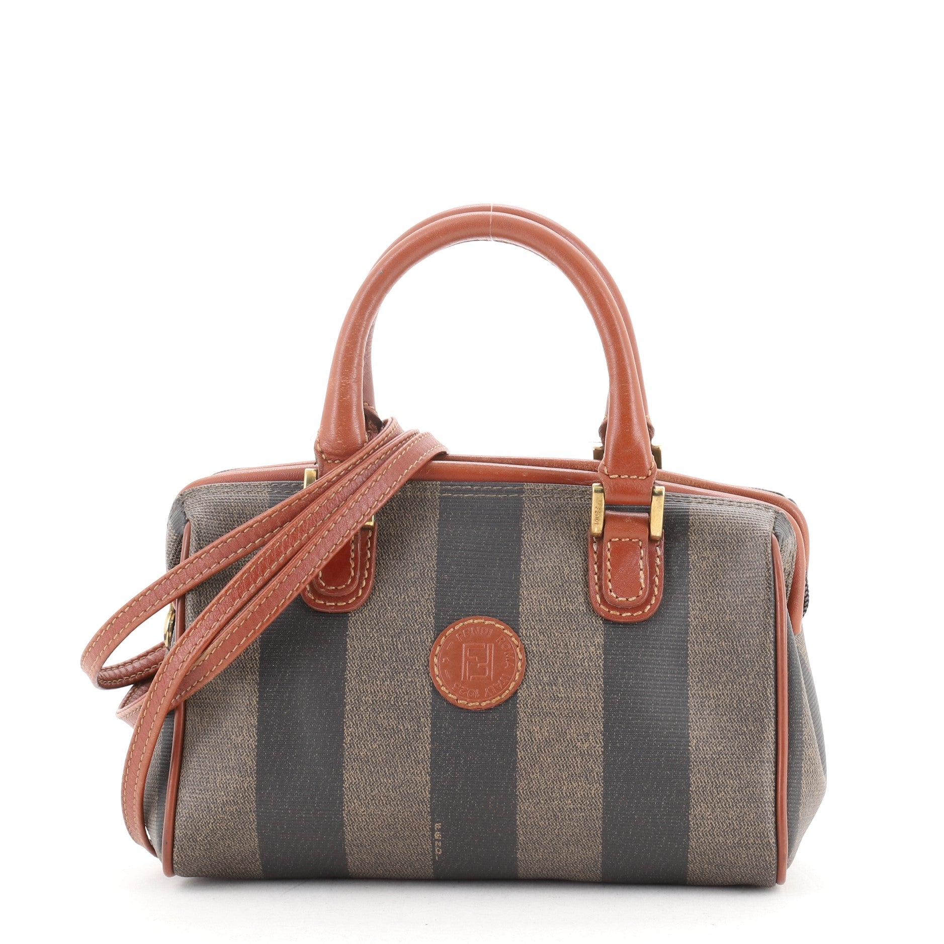 Vintage Pequin Convertible Boston Bag Coated Canvas Mini