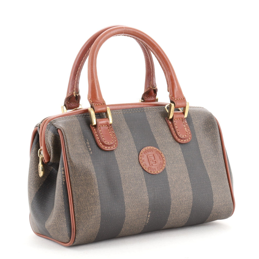 Vintage Pequin Convertible Boston Bag Coated Canvas Mini