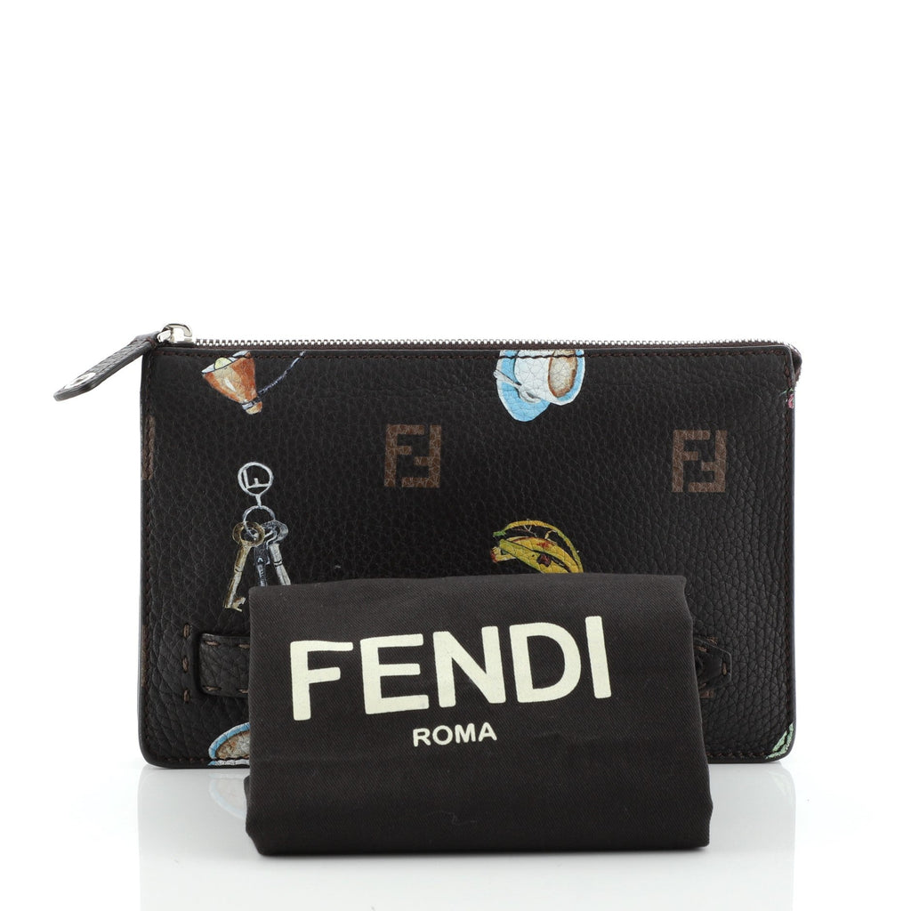 Selleria Zip Clutch Printed Leather Medium