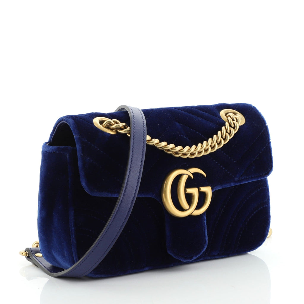 GG Marmont Flap Bag Matelasse Velvet Mini