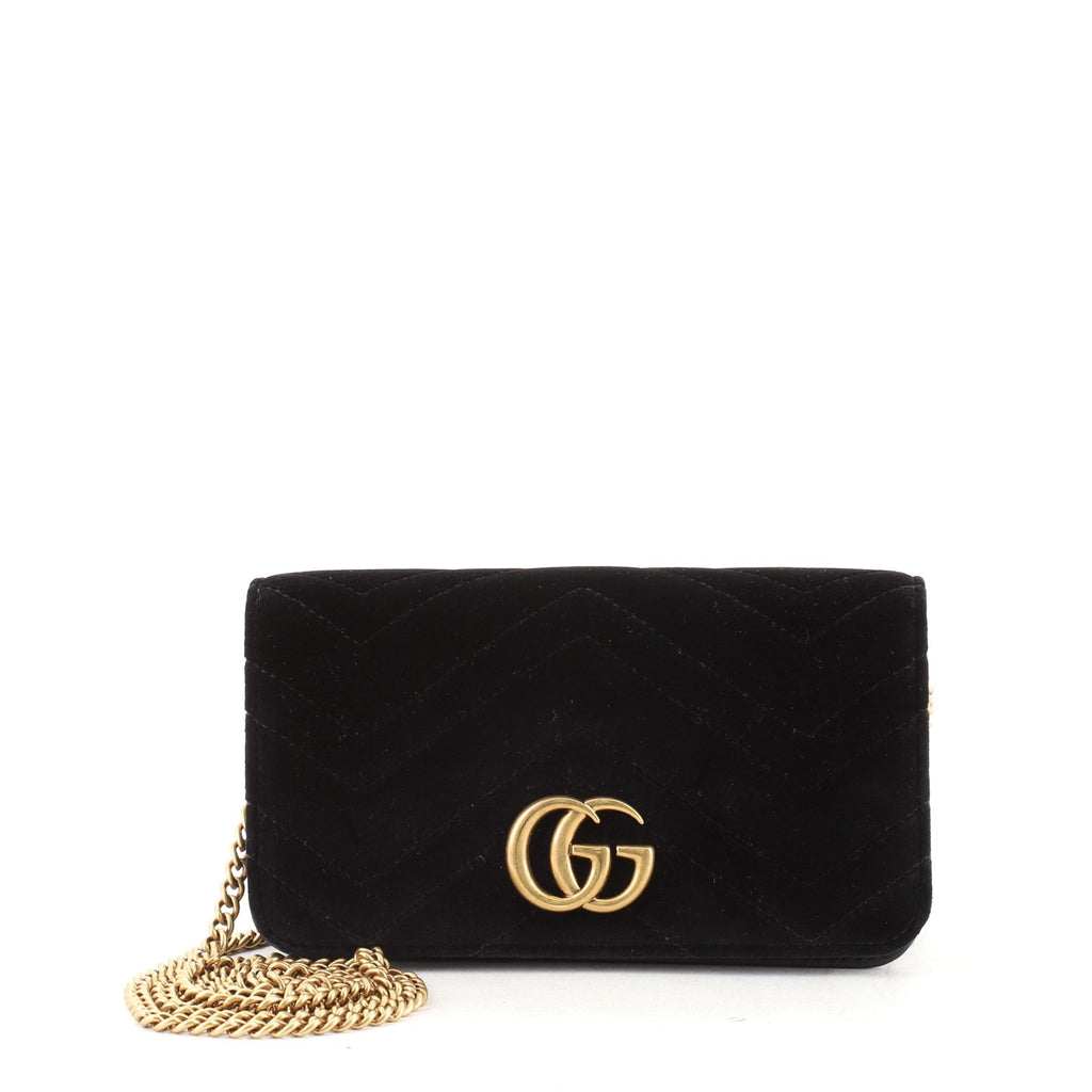 GG Marmont Chain Flap Bag Matelasse Velvet Mini