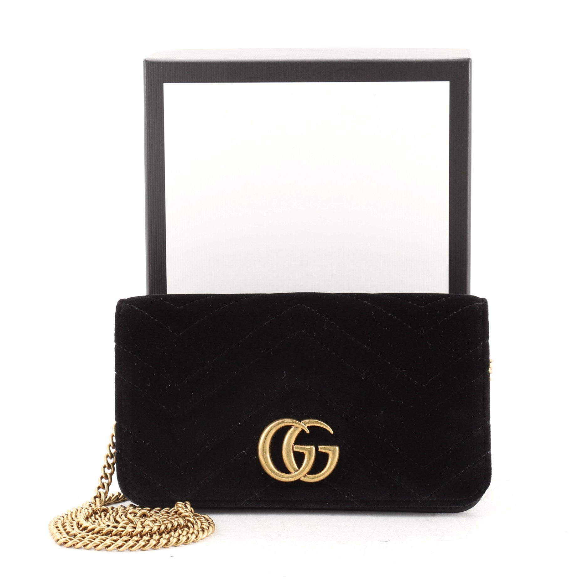 GG Marmont Chain Flap Bag Matelasse Velvet Mini