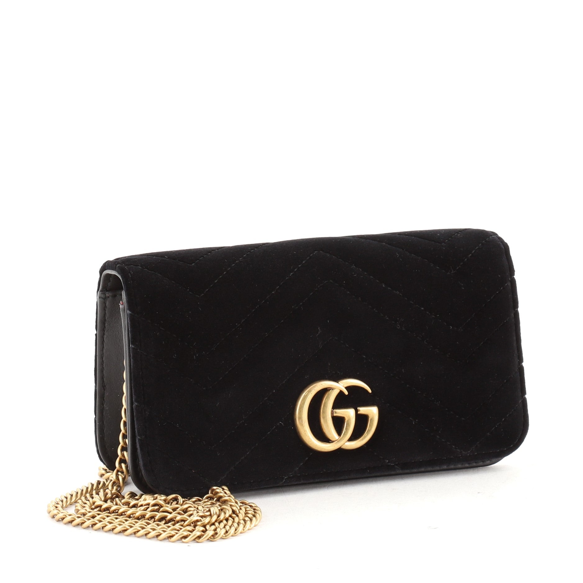 GG Marmont Chain Flap Bag Matelasse Velvet Mini