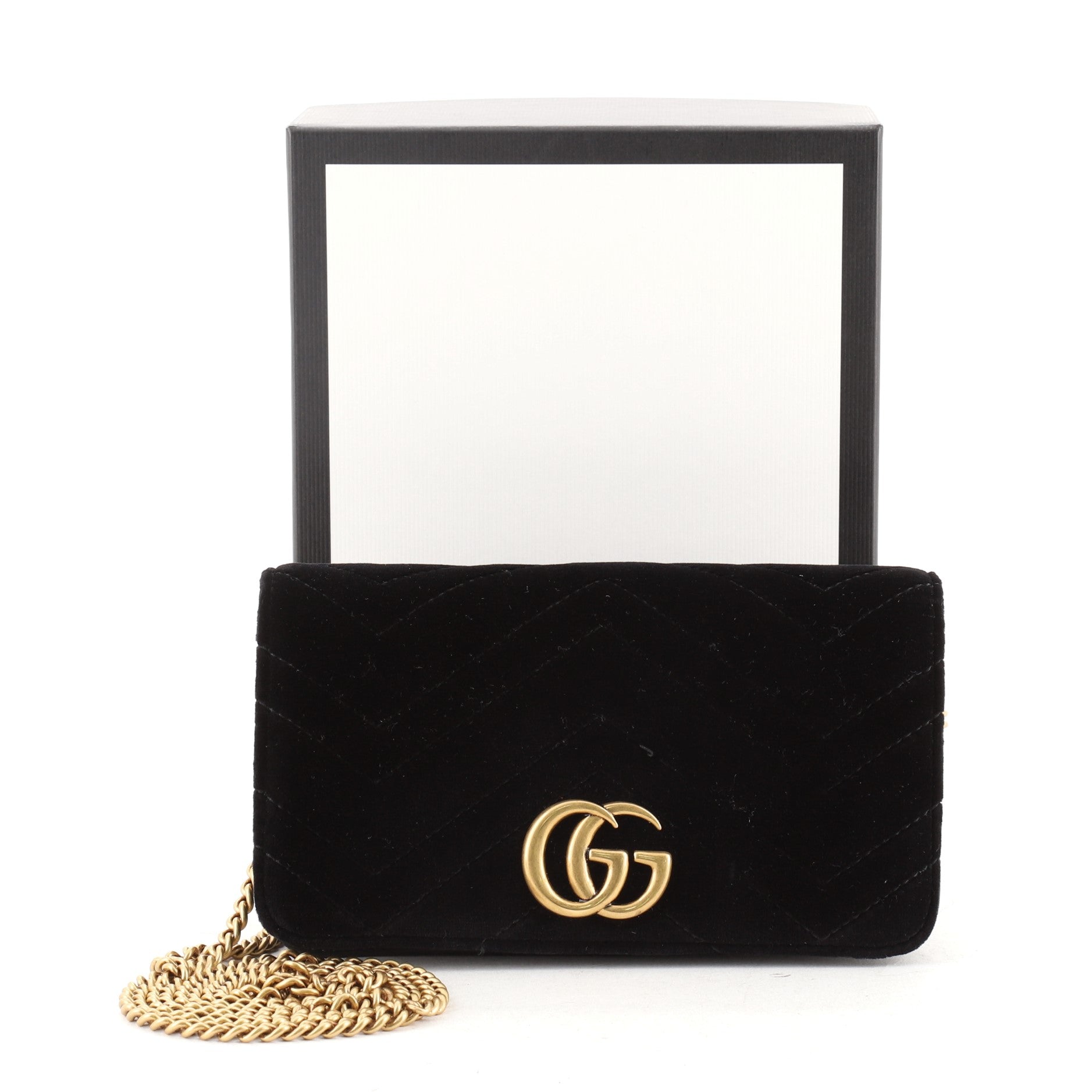 GG Marmont Chain Flap Bag Matelasse Velvet Mini