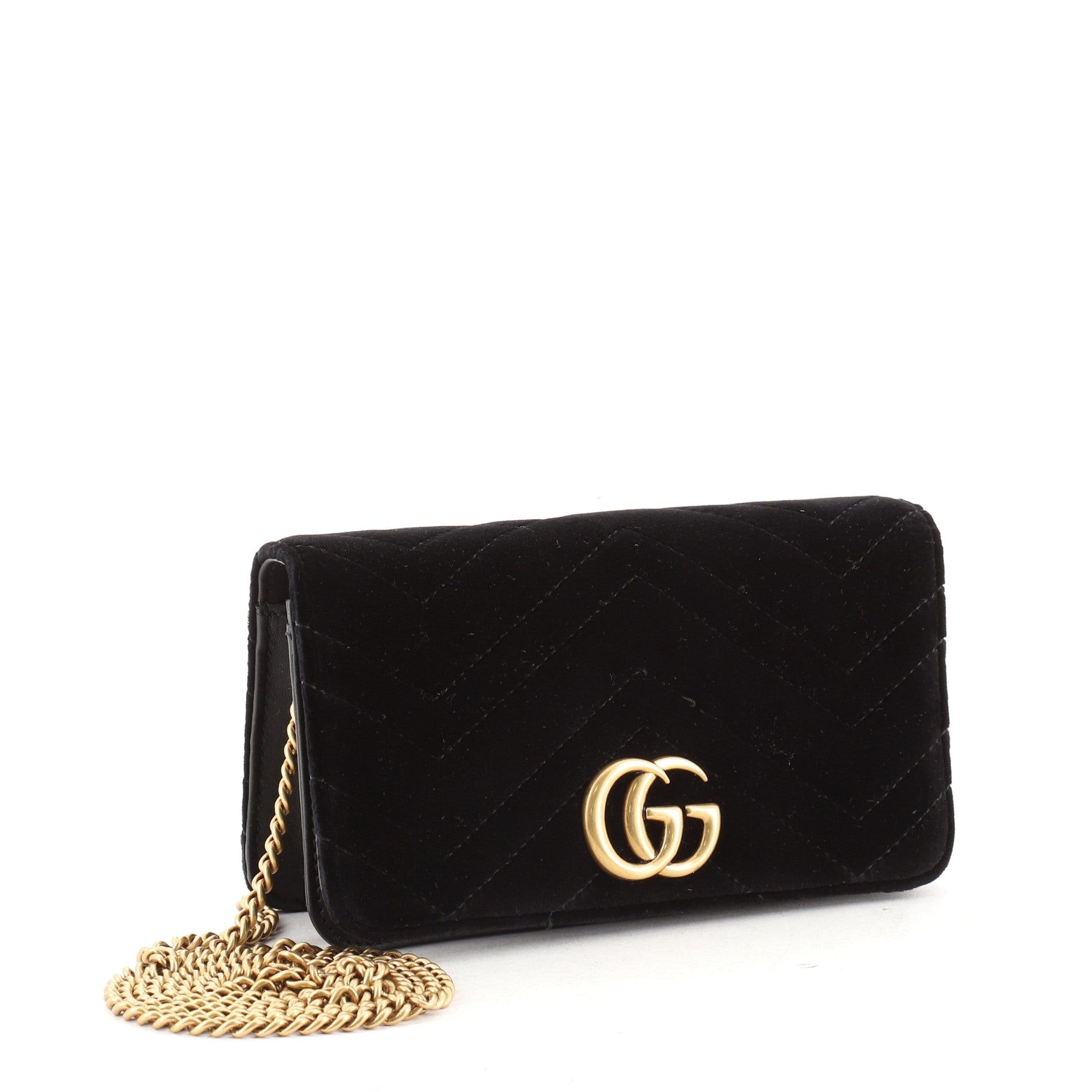 GG Marmont Chain Flap Bag Matelasse Velvet Mini