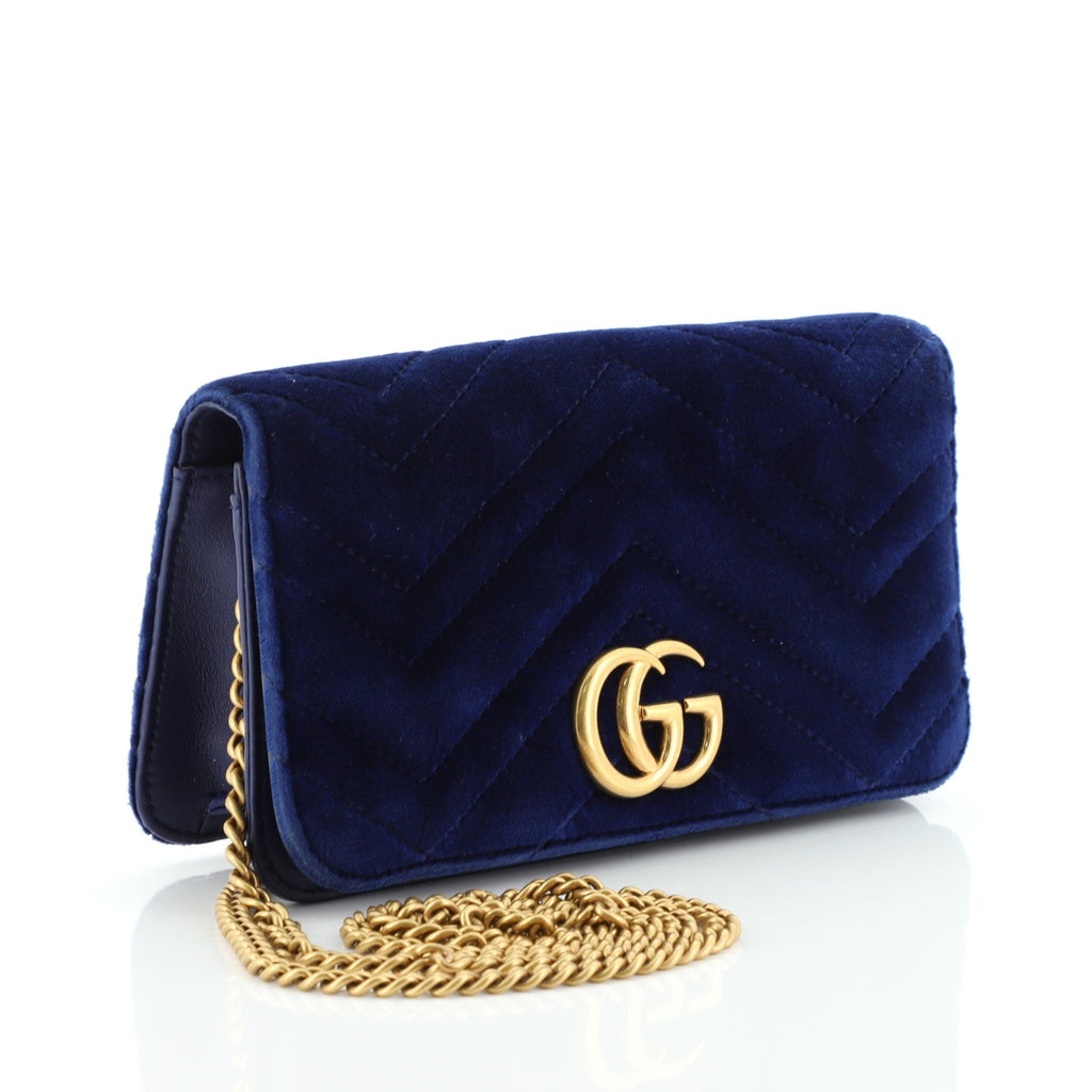 GG Marmont Chain Flap Bag Matelasse Velvet Mini