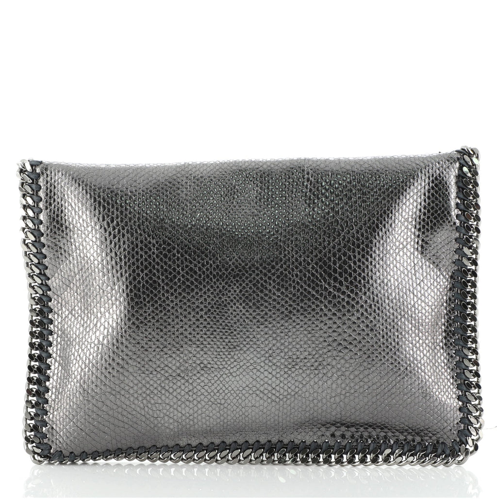 Falabella Fold Over Clutch Faux Snakeskin