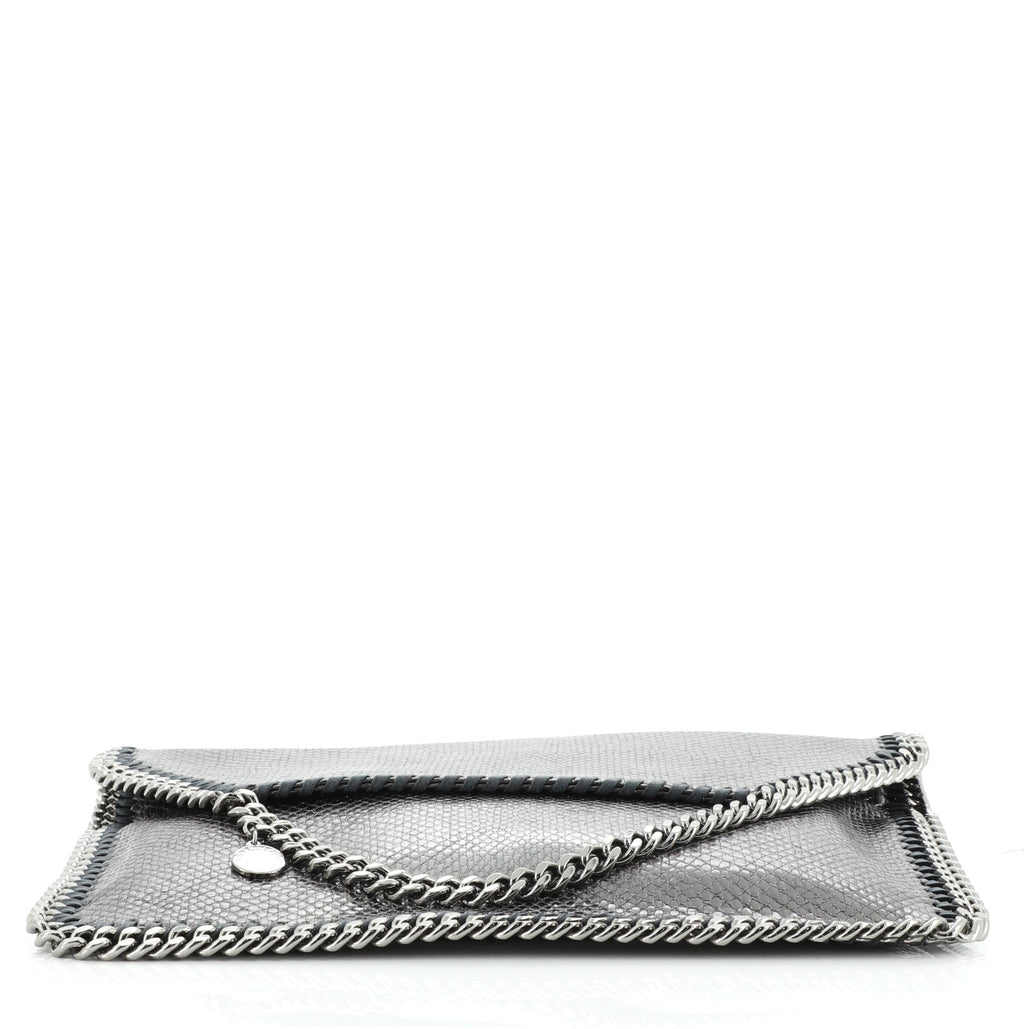 Falabella Fold Over Clutch Faux Snakeskin