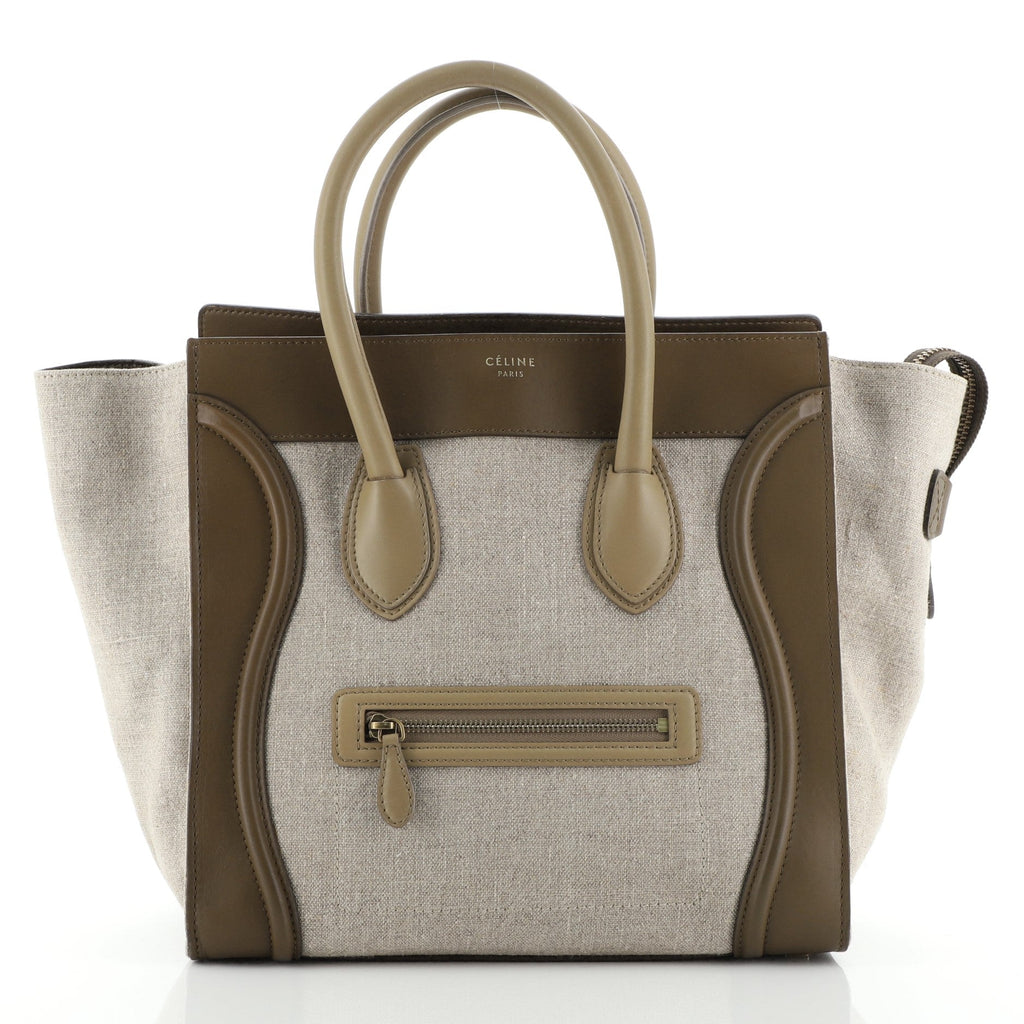 Tricolor Luggage Bag Canvas and Leather Mini