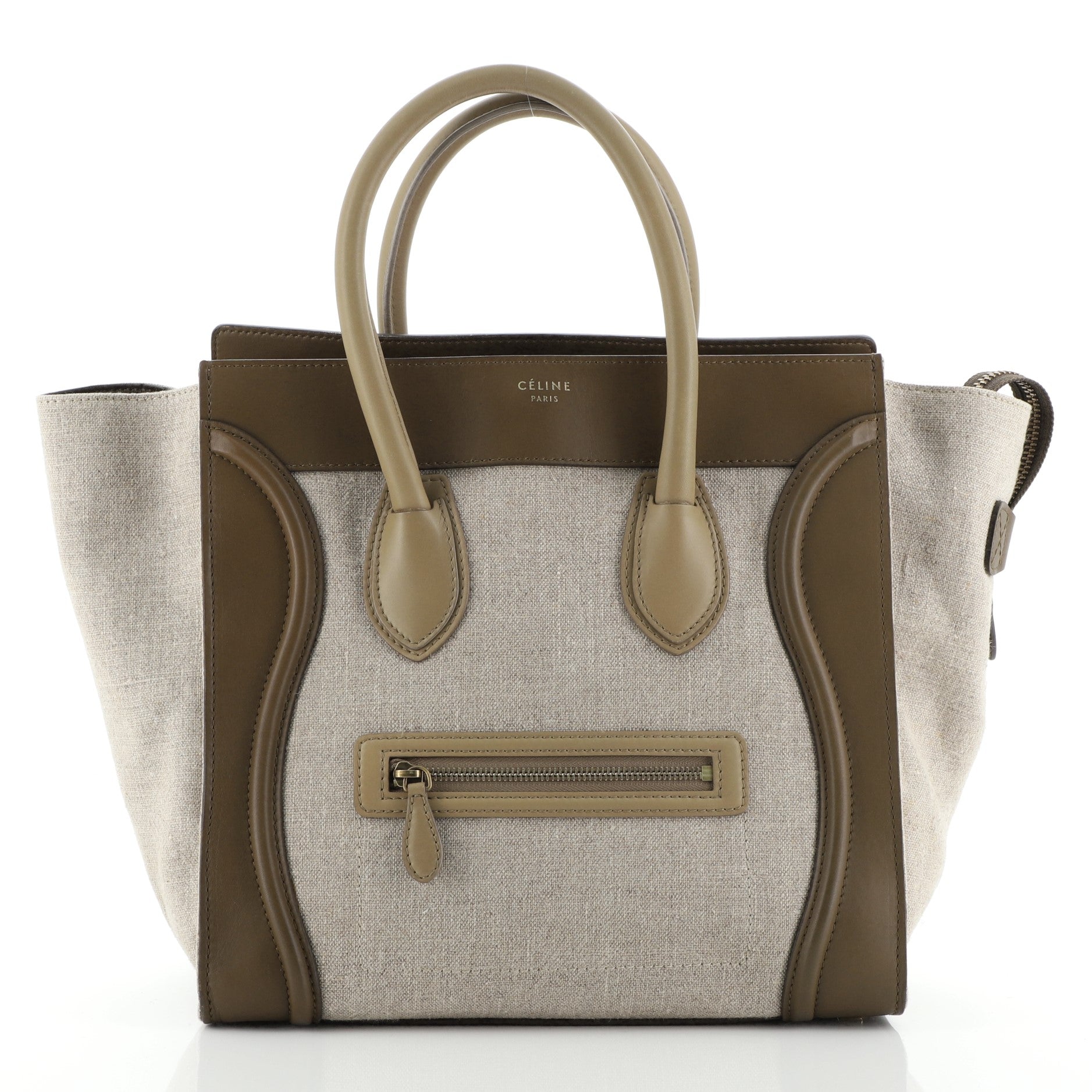 Tricolor Luggage Bag Canvas and Leather Mini
