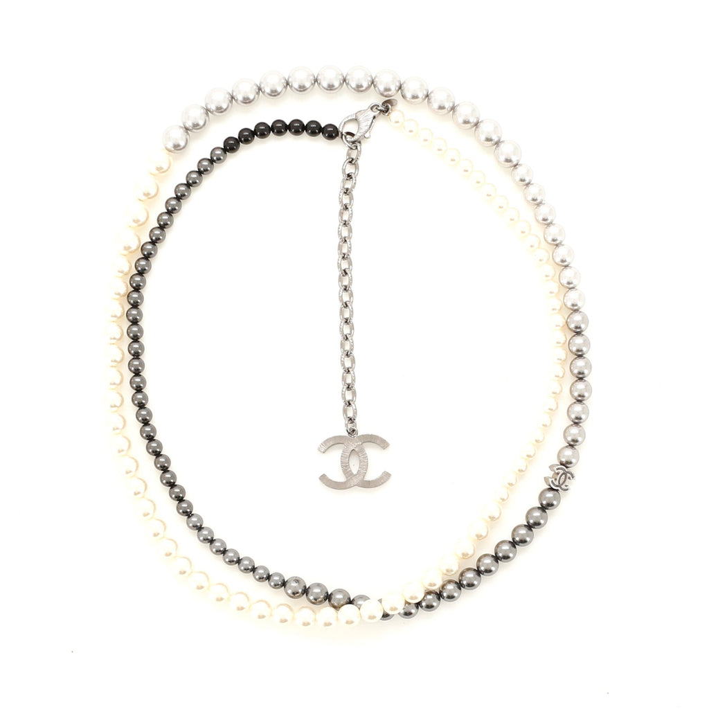 Ombre CC Double Strand Necklace Faux Pearl and Resin