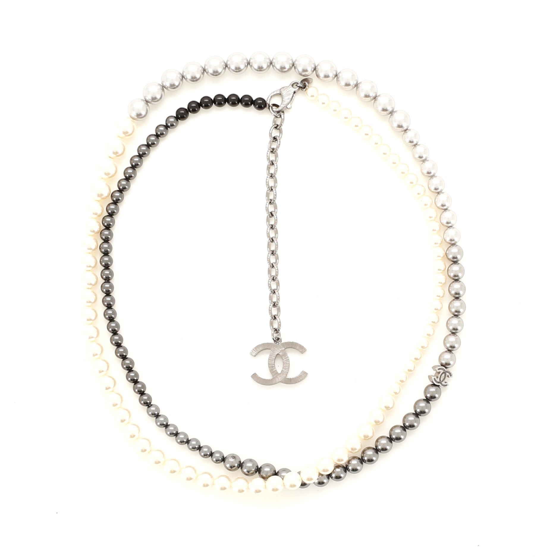 Ombre CC Double Strand Necklace Faux Pearl and Resin