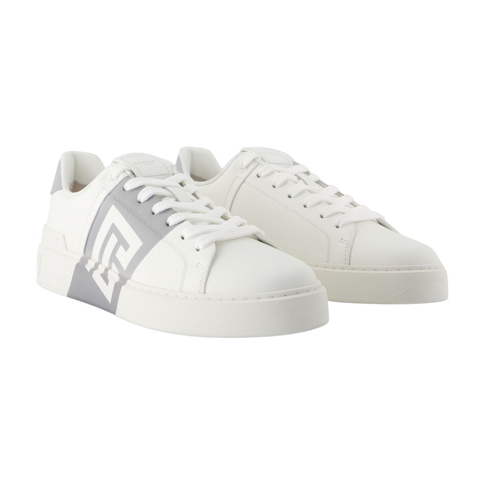 Women's B-Court Sneakers - Balmain - Leather - White/Grey