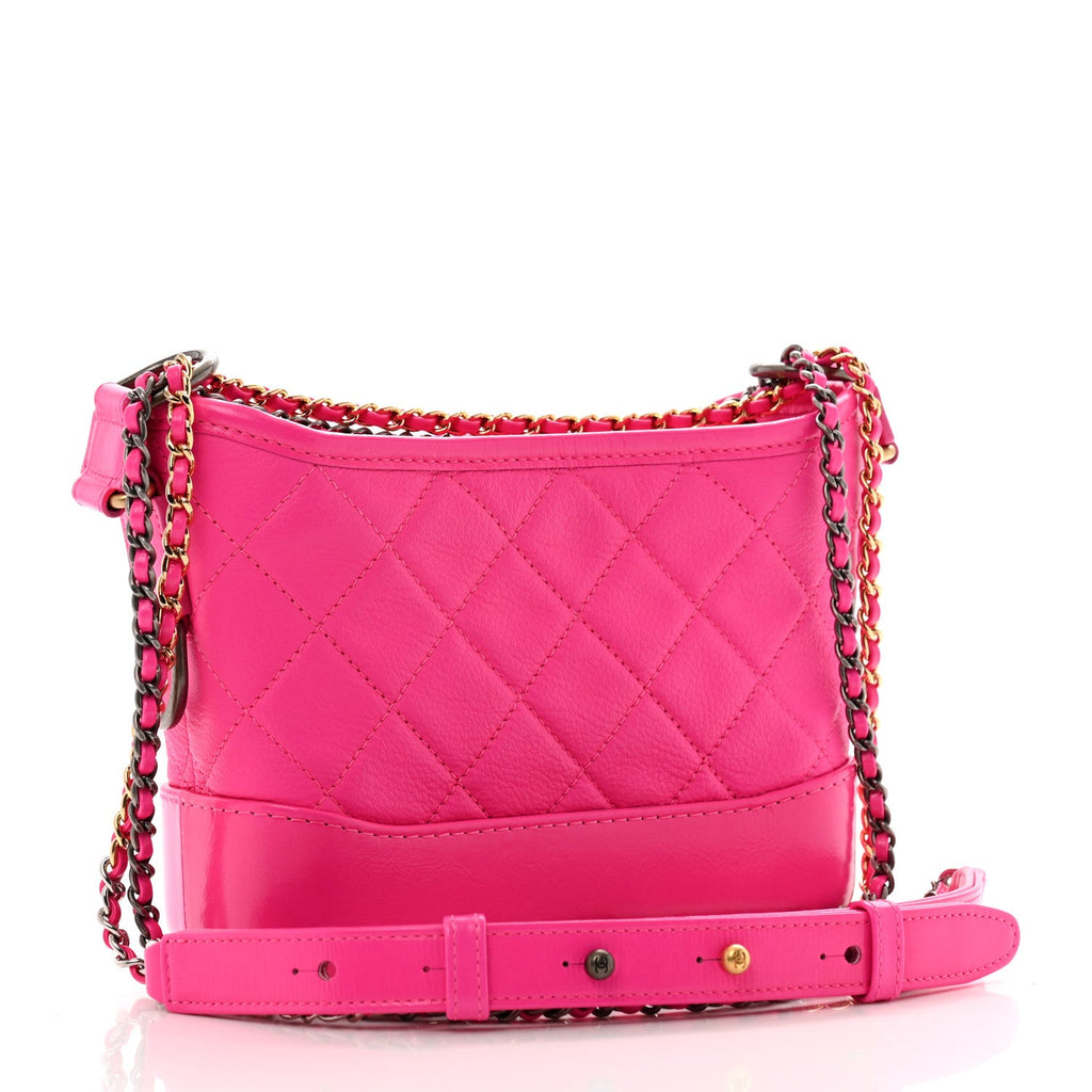 Goatskin Quilted Small Gabrielle Hobo Pink