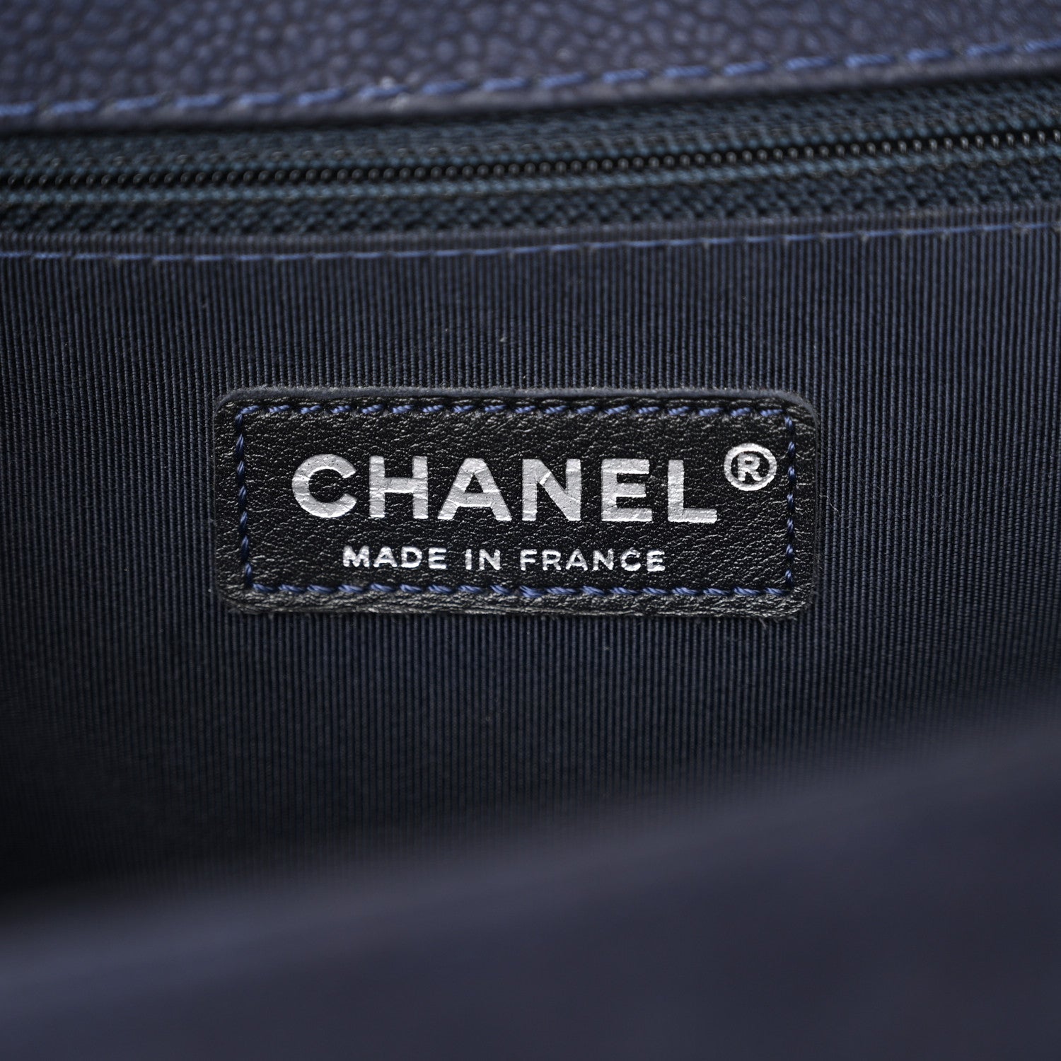 Iridescent Caviar Quilted Large Boy Flap Navy Blue
