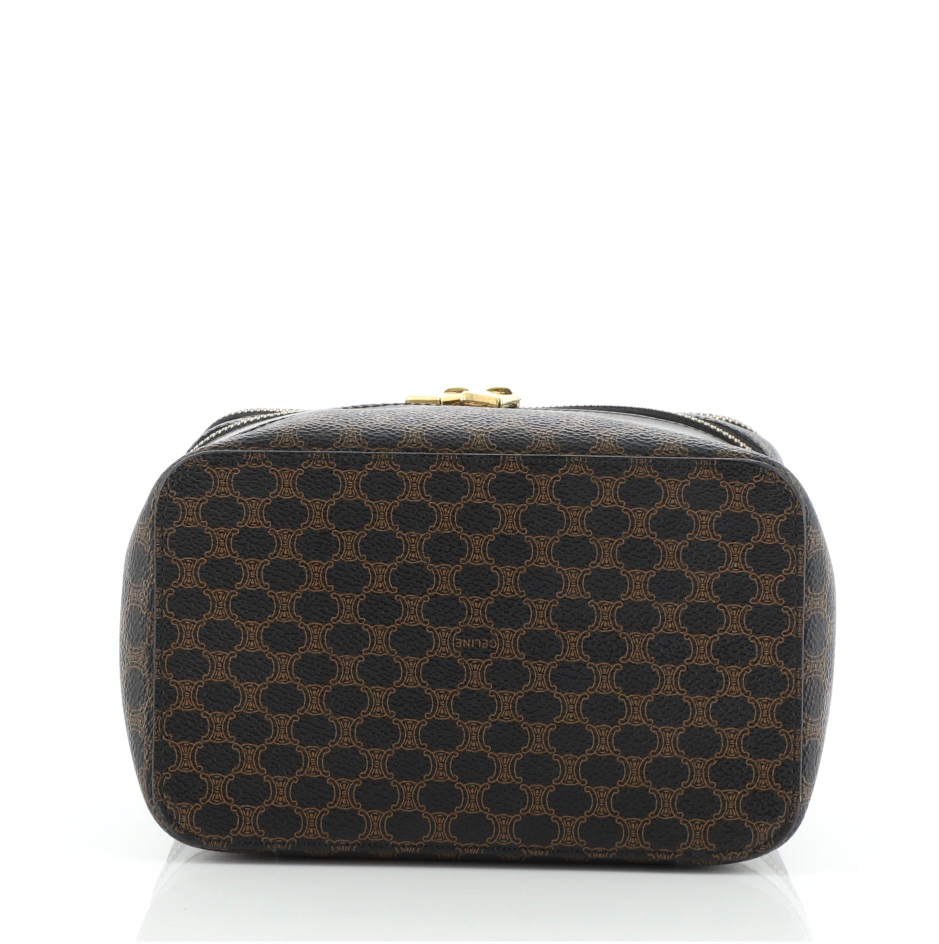 Vintage Double Zip Vanity Case Macadam Coated Canvas