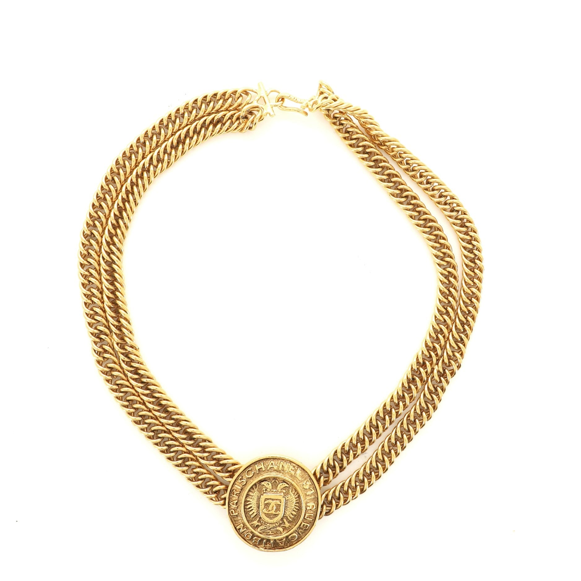 Multi-Chain Medallion Choker Necklace Metal
