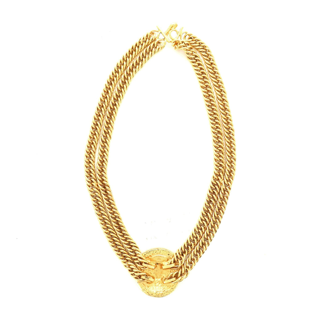 Multi-Chain Medallion Choker Necklace Metal