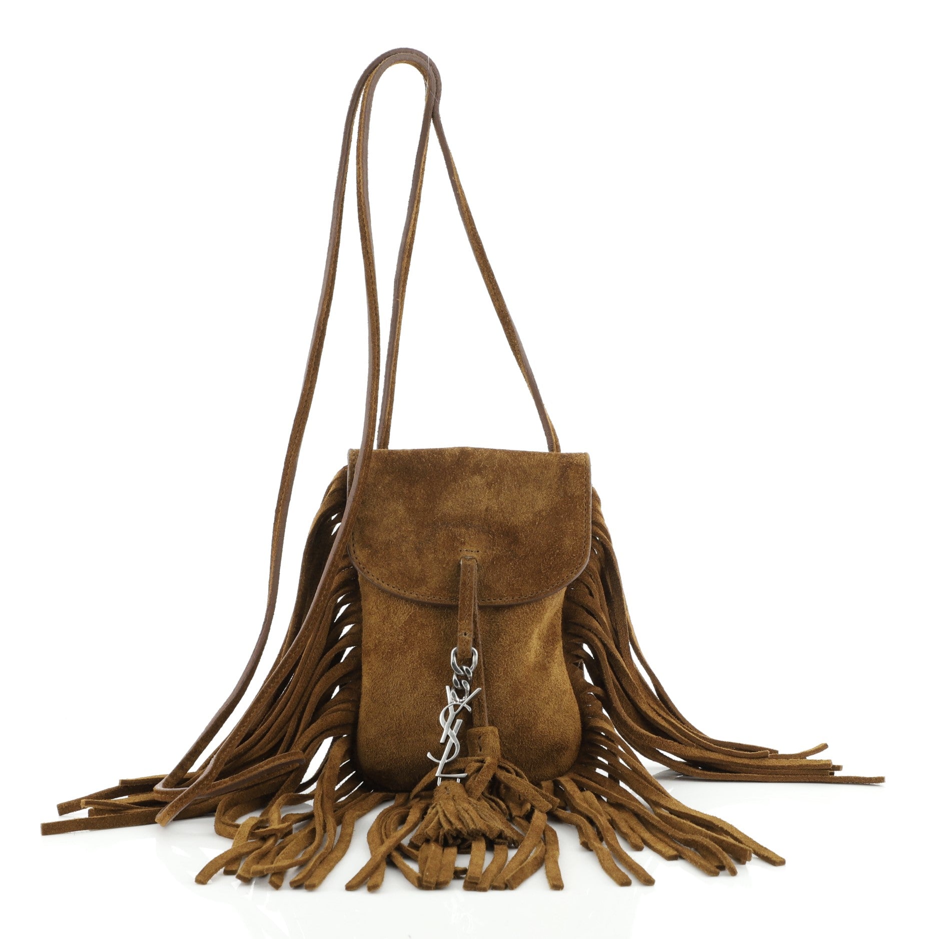 Anita Flat Fringe Crossbody Bag Suede Mini