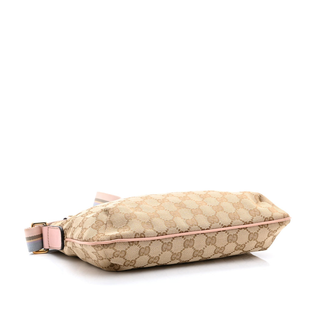 Monogram Web Small Flat Messenger Crossbody Pink Blue