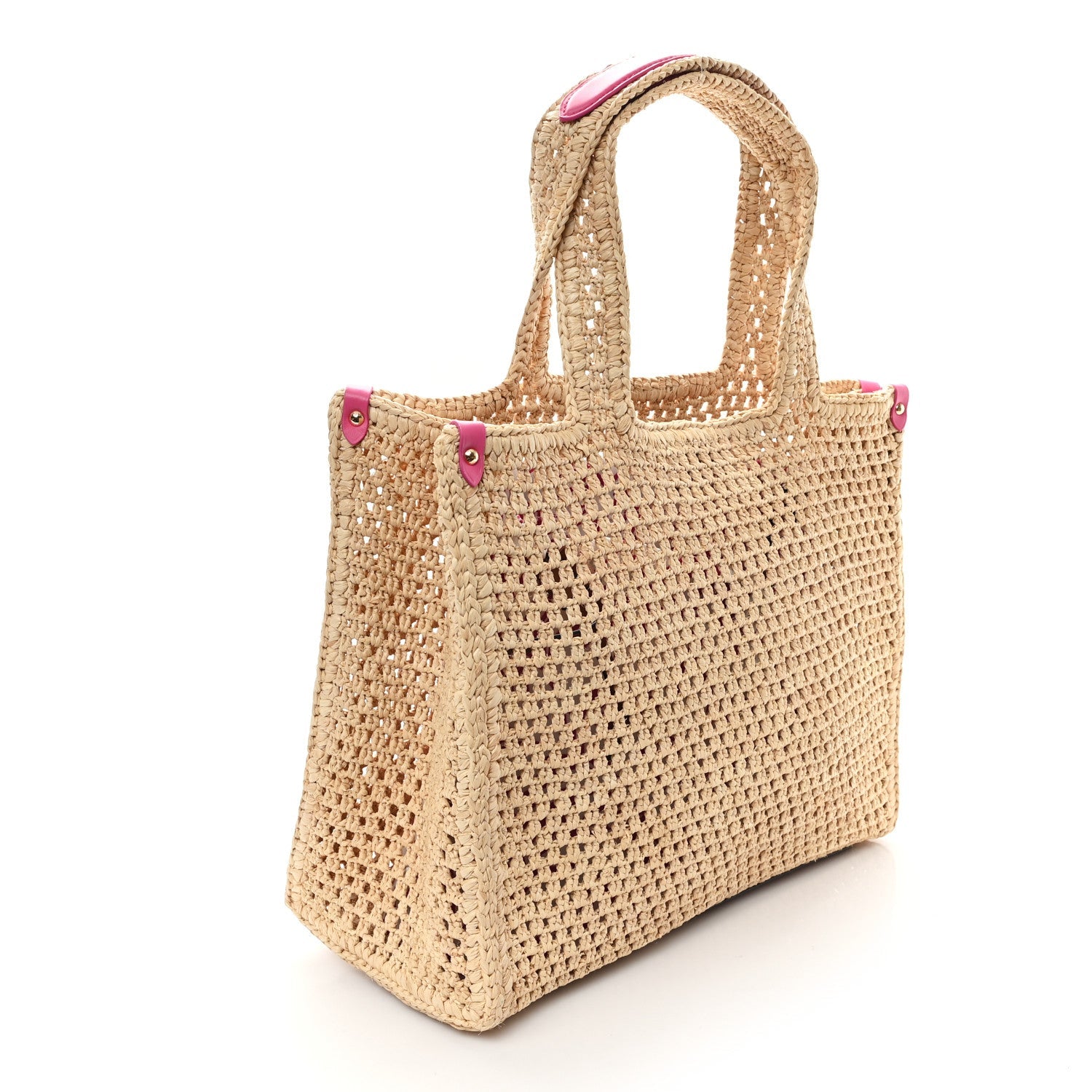 Raffia Calfskin Forte Del Marmi OnTheGo MM Natural Fuchsia