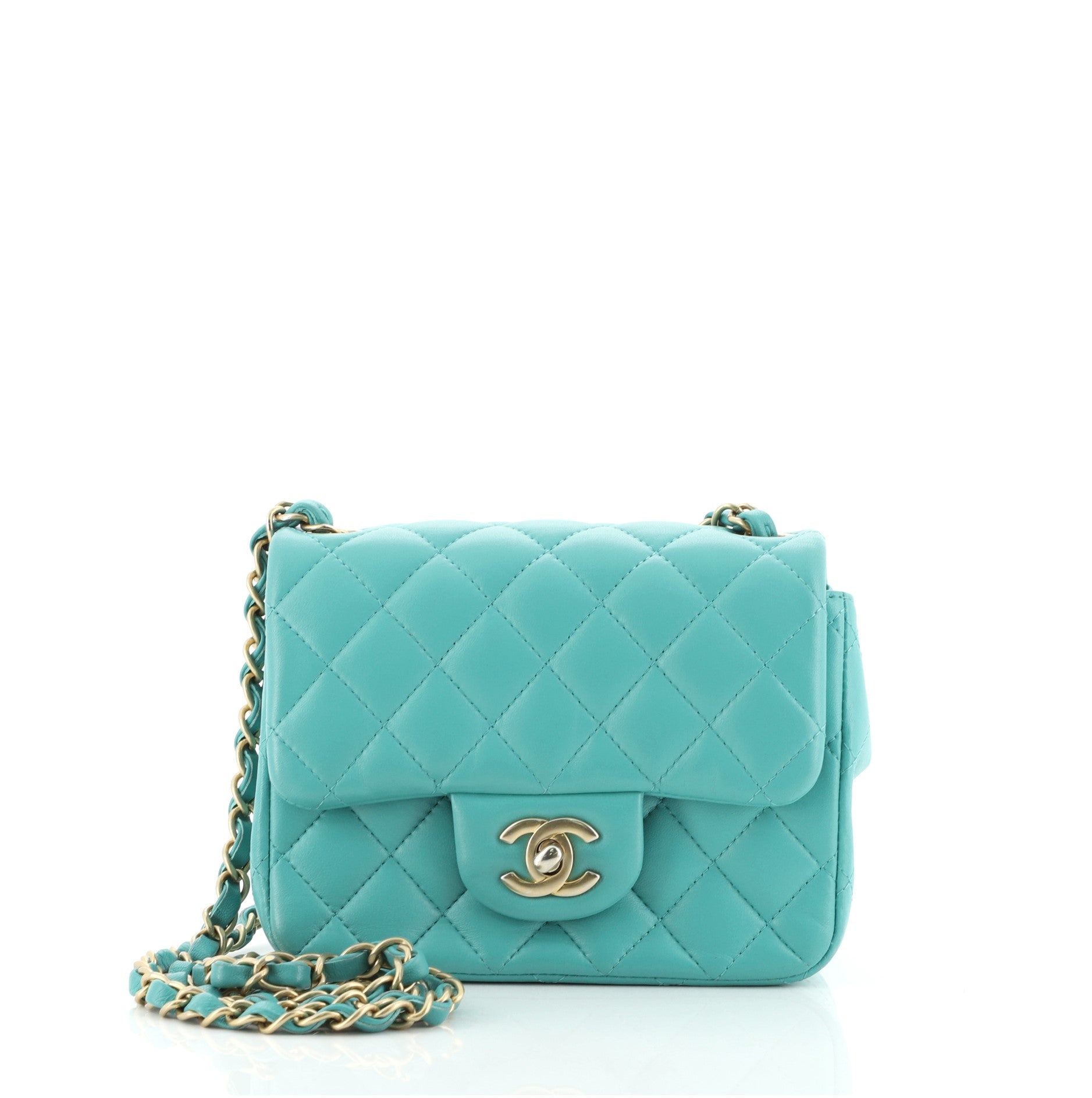 Square Classic Single Flap Bag Quilted Lambskin Mini
