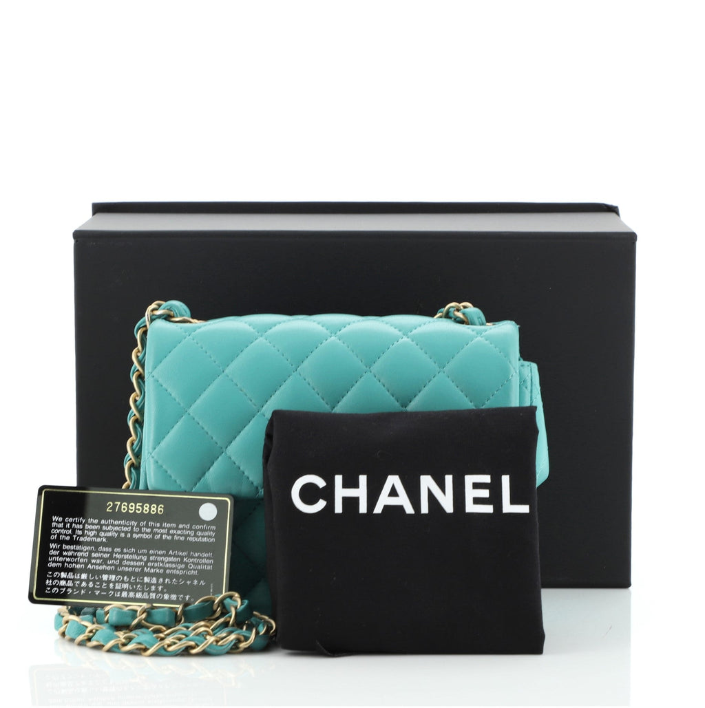 Square Classic Single Flap Bag Quilted Lambskin Mini
