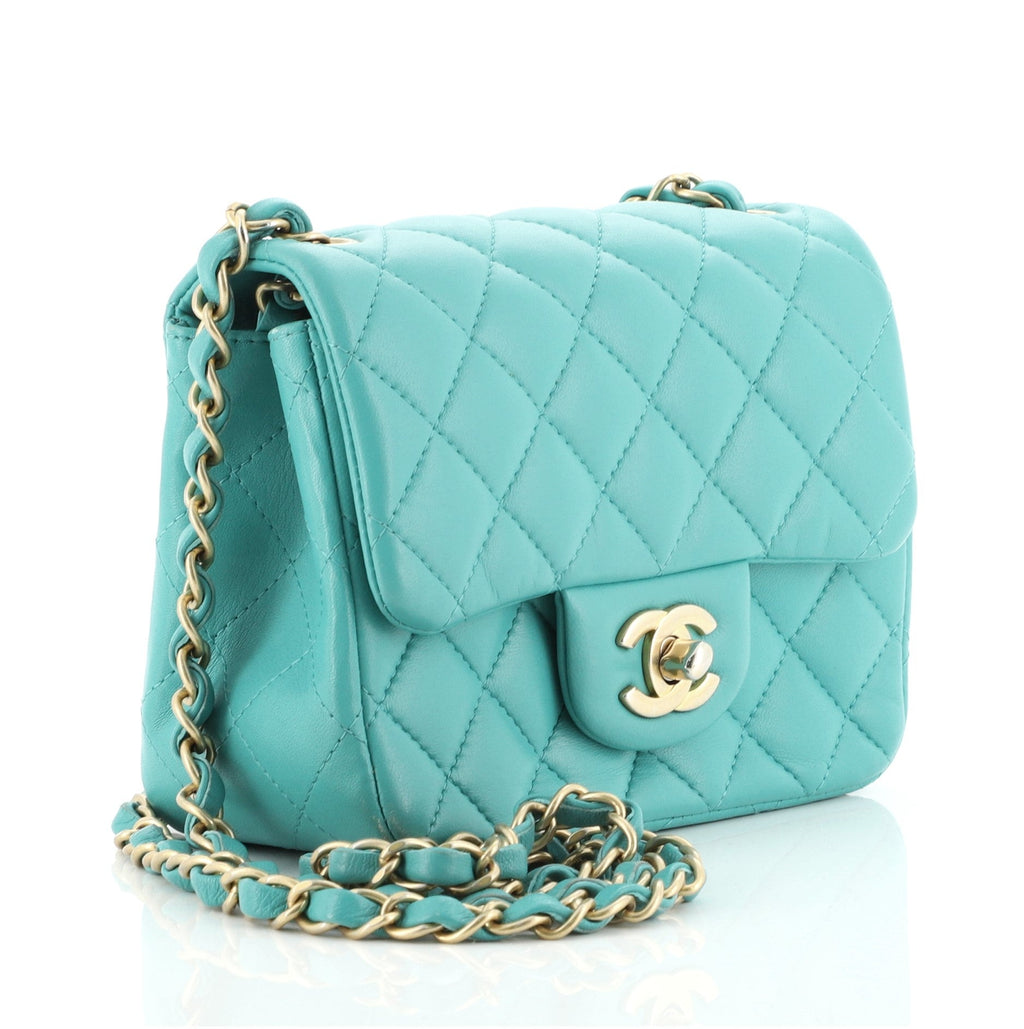 Square Classic Single Flap Bag Quilted Lambskin Mini