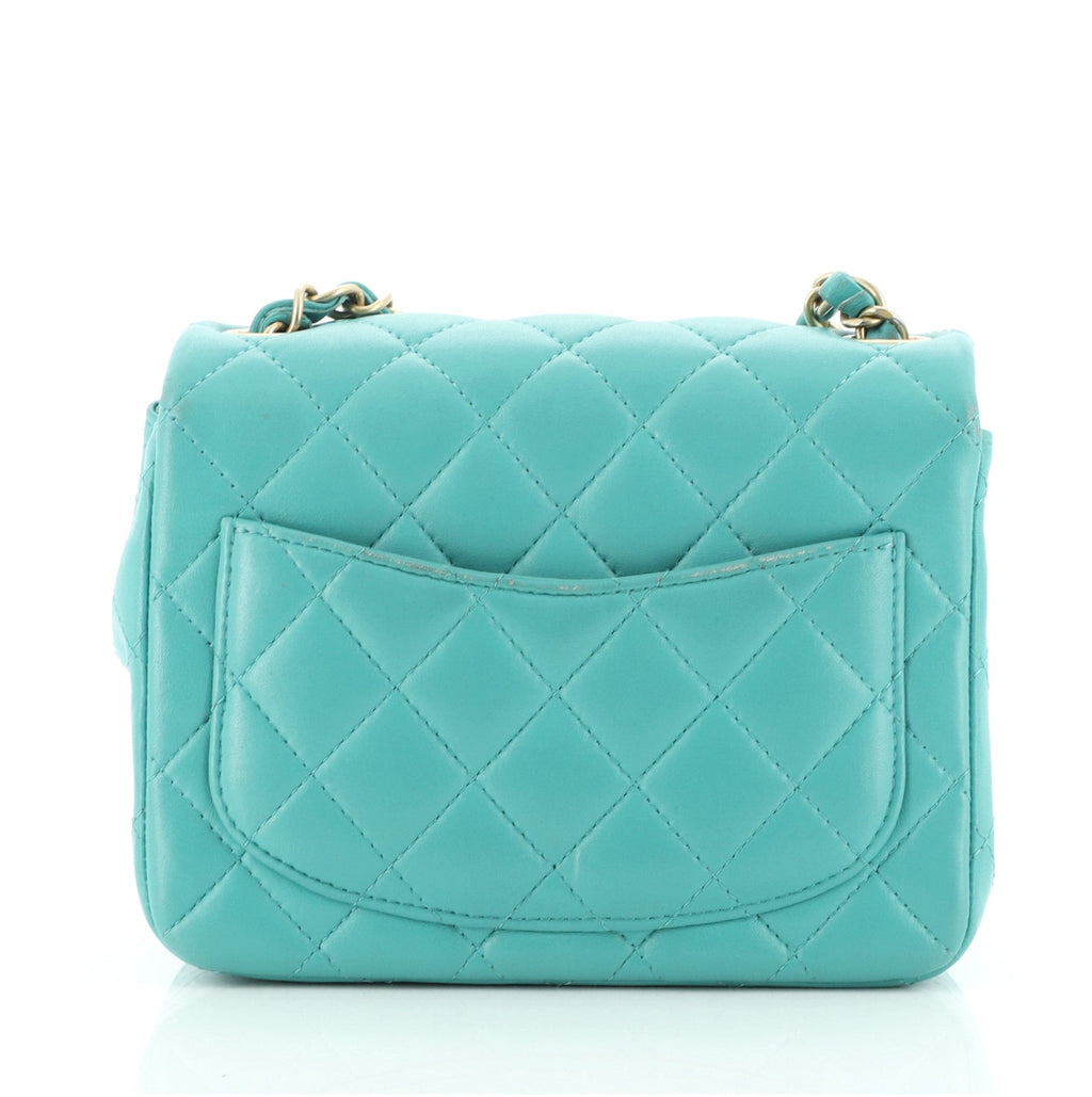 Square Classic Single Flap Bag Quilted Lambskin Mini