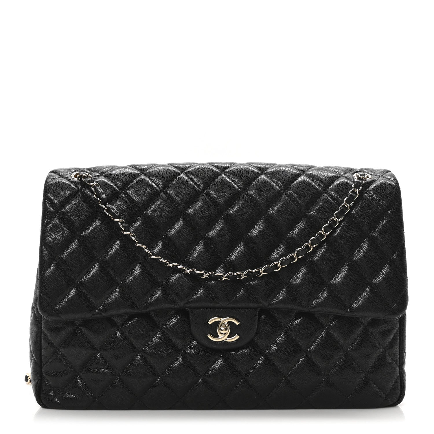 Caviar Quilted XXL Travel Flap Bag Black