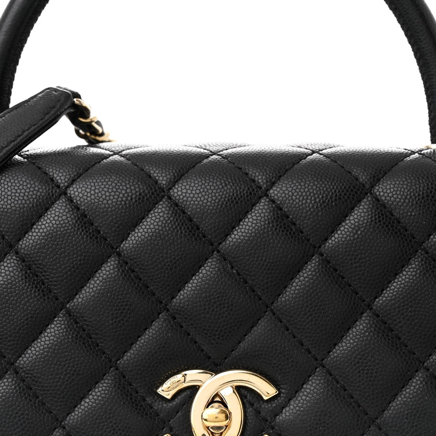 Caviar Quilted Small Coco Handle Flap Black