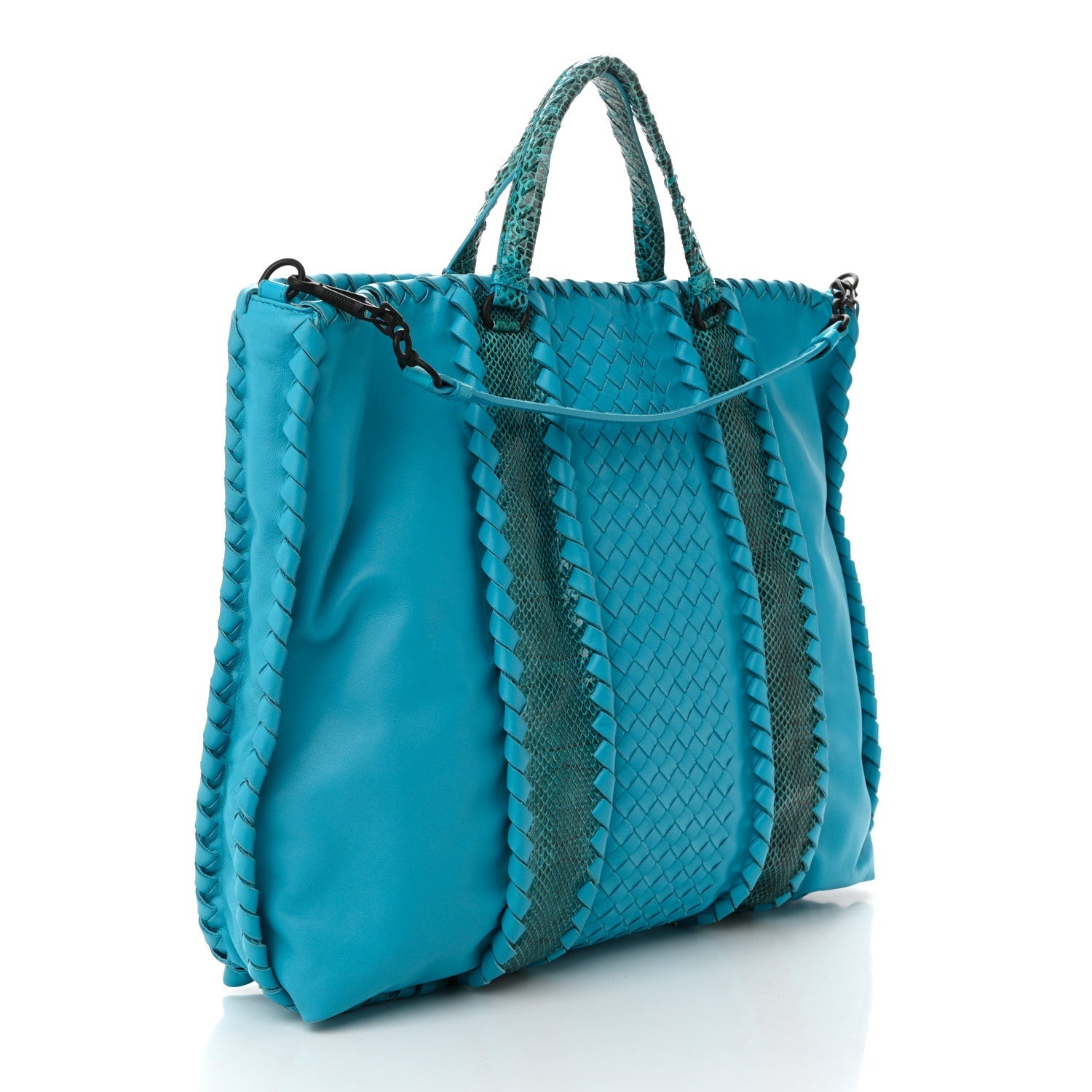 Nappa Intrecciato Ayers Convertible Tote Turquoise