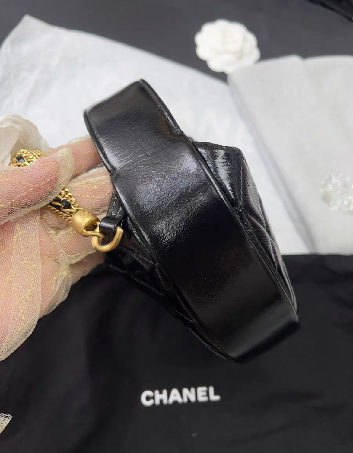 Chanel 24A Clutch Tassel Chain Hula Hoop Black