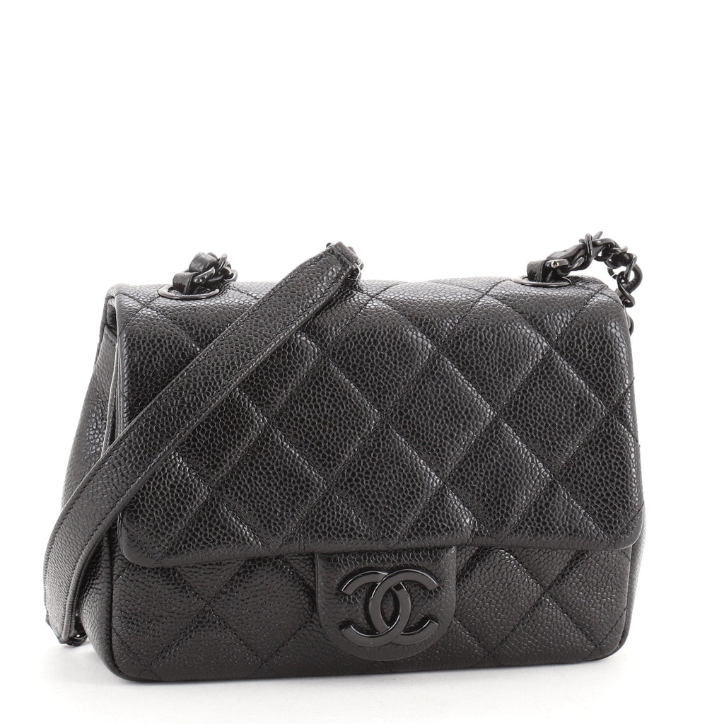 Incognito Square Flap Bag Quilted Caviar Mini