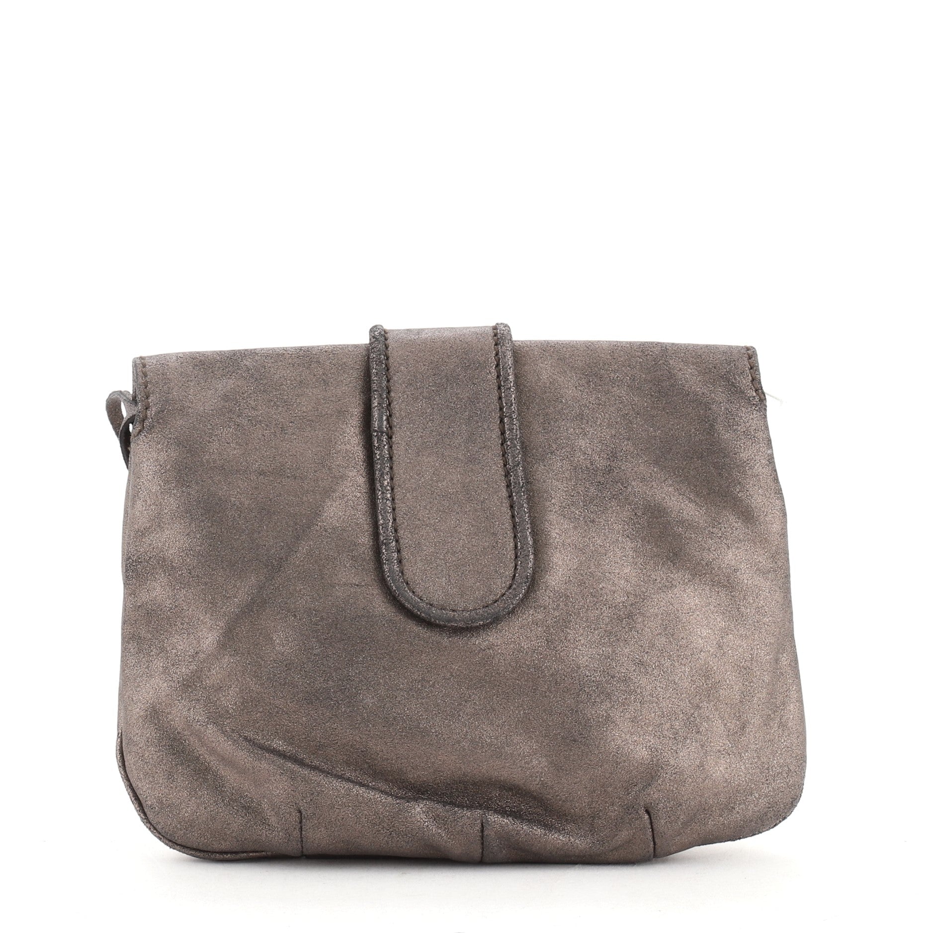 Flap Pouch Clutch Giant Studs Metallic Leather