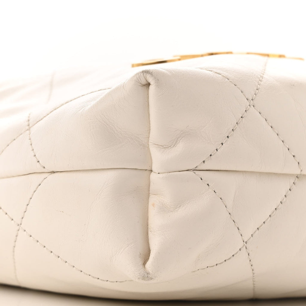 Shiny Calfskin Quilted Mini Chanel 22 White