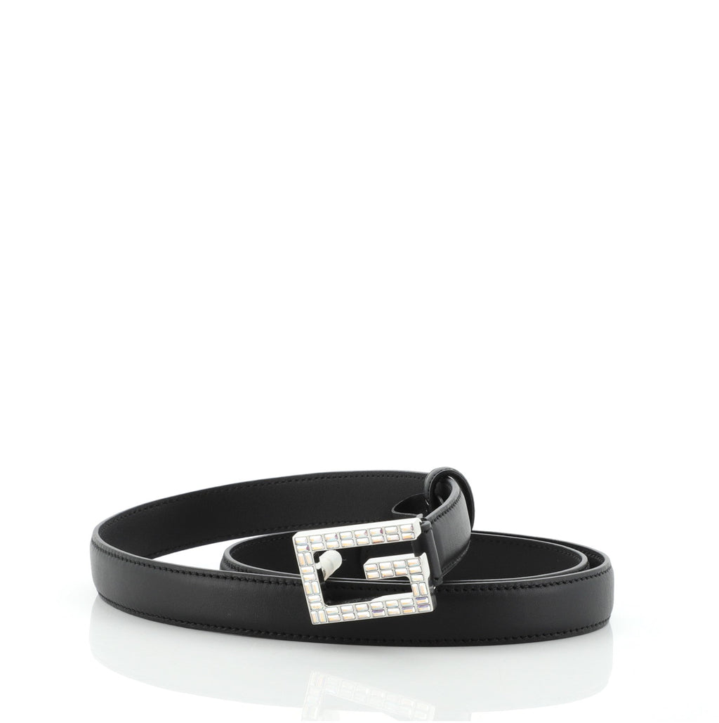 Madelyn Belt Leather with Crystal Buckle Thin 80