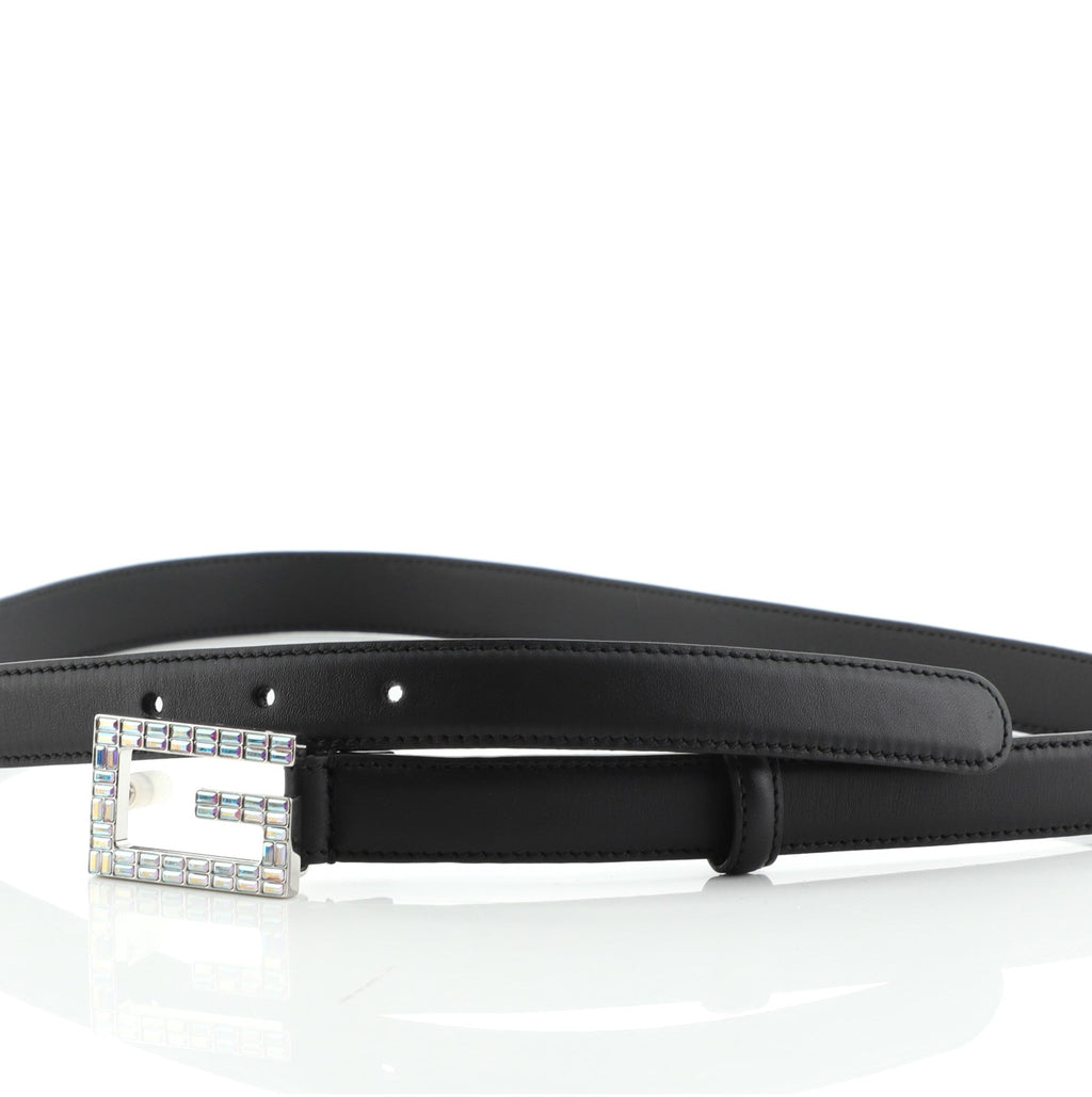 Madelyn Belt Leather with Crystal Buckle Thin 80