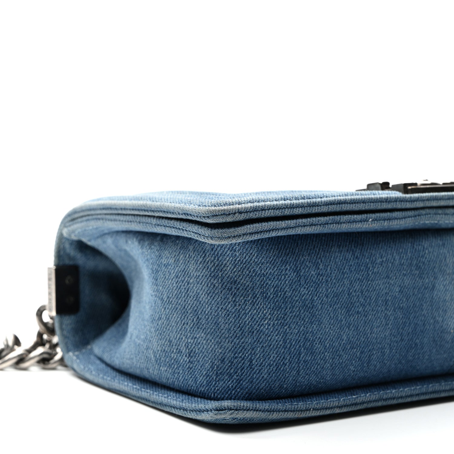 Denim Quilted Medium Boy Flap Blue