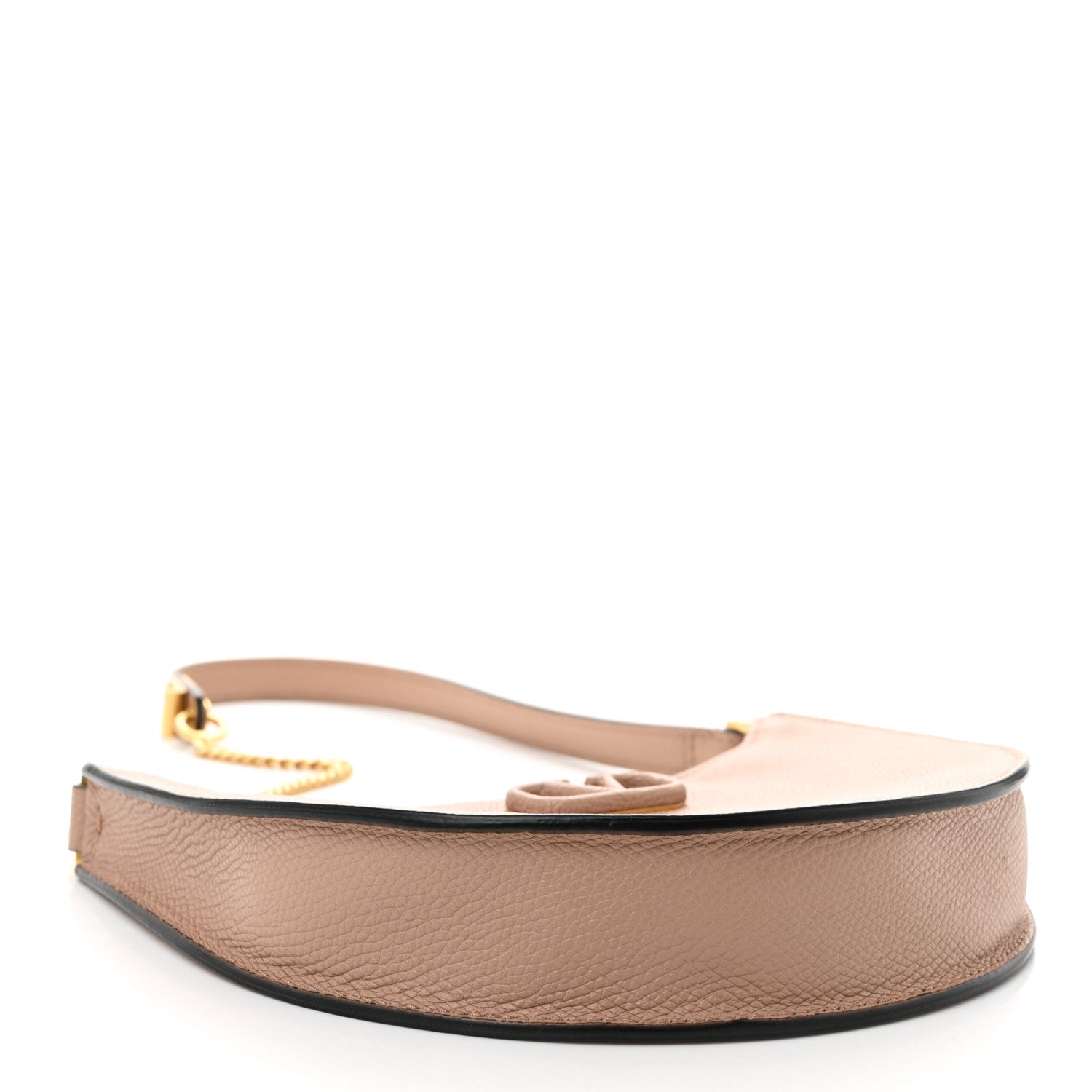Grainy Calfskin Mini Vlogo Hobo Bag Rose Cannelle